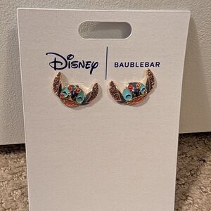 Disney Baublebar Gold and Silver Stitch With Kisses Earrings NWT